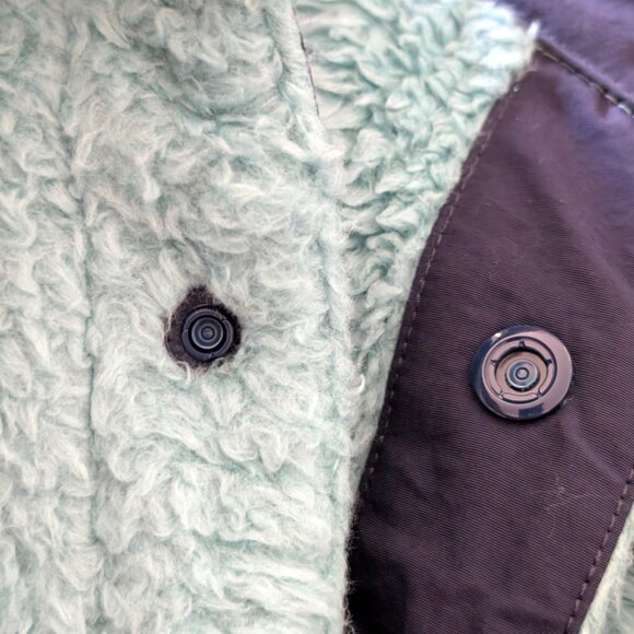 Outerknown Mens Size L Blue Skyline Fleece Snaps Sherpa Shacket Jacket Top - Picture 6 of 9